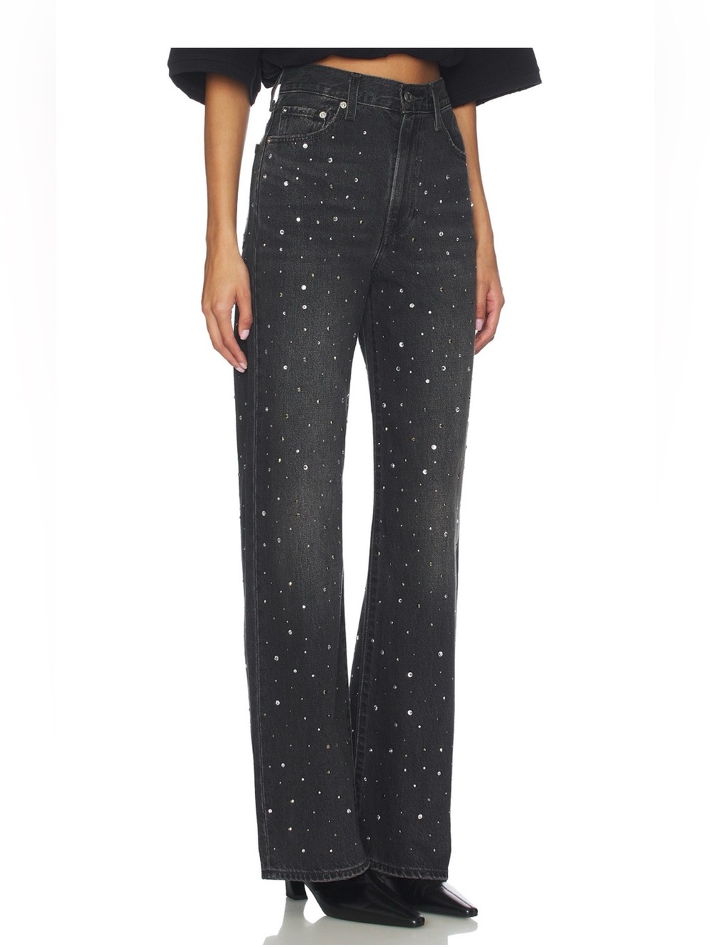 Levi’s rib cage Embellished Black Wide-Leg Jeans - Picture 2 of 3